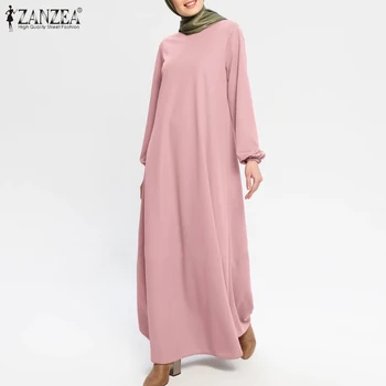 Toamna Dubai Abaya Turcia Hijab Rochie de ZANZEA Femei Sundress Elegant jilbab-ul Islamic Caftan Arabi Solidă Maneca Lunga Rochie