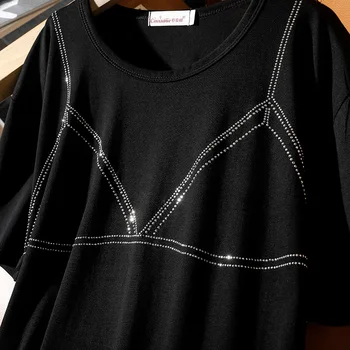 Hiawatha Nouă Dimensiune Mare Tricou pentru Femei de Moda Fierbinte Foraj Negru O-Neck T-Shirt de Vara cu Maneci Scurte Casual Complicat Tricouri TX127