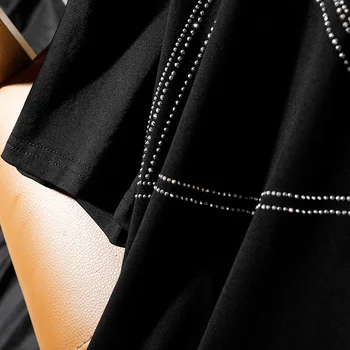 Hiawatha Nouă Dimensiune Mare Tricou pentru Femei de Moda Fierbinte Foraj Negru O-Neck T-Shirt de Vara cu Maneci Scurte Casual Complicat Tricouri TX127