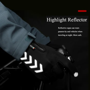 Iarna Mănuși pentru Bărbați de Noapte Benzi Reflectorizante Touchscreen rezistent la apa Anti-alunecare Mănuși Pentru Ciclism Schi Windproof Puf de Cald Mănuși