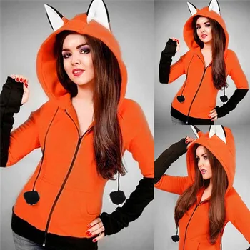 Fox Yip Hanorac Anime Fox Urechi Cosplay Costum Hanorace Sacou Hanorac Haina Petrecere De Halloween Kitsune Costum