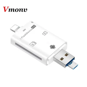Vmonv 3 in 1 am-Dispozitiv Flash USB OTG USB Micro SD SDHC TF memorey Card Reader pentru iPhone 8 X XS MAX XR Pentru ipad, Telefon Android PC