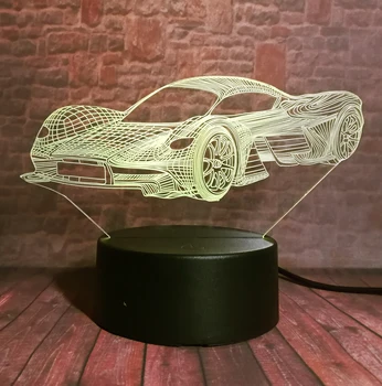 Omul e Cool Moderne Ferrari Masina Creative 3D Masina de Curse Lumina de Noapte În 7 Culori Schimbare cu Telecomanda 3D Iluzie Optică Băieți Cameră Decor