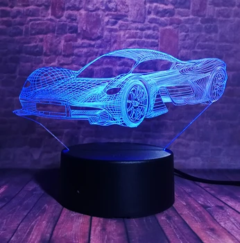 Omul e Cool Moderne Ferrari Masina Creative 3D Masina de Curse Lumina de Noapte În 7 Culori Schimbare cu Telecomanda 3D Iluzie Optică Băieți Cameră Decor