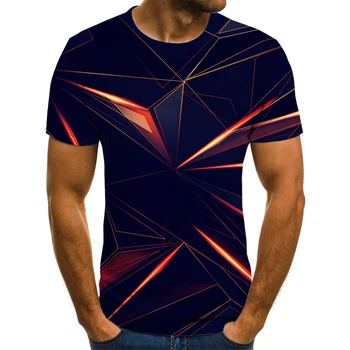 2020New abstract vertij culoare coliziune T-shirt, gât design, barbati casual T-shirt