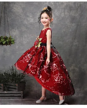 Noul Brand de Flori Rochie Fete Copii Princess Party Rochii de Nunta pentru Copii Ceremonia de Absolvire Copii Coadă Lungă Uzura Formale