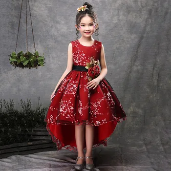 Noul Brand de Flori Rochie Fete Copii Princess Party Rochii de Nunta pentru Copii Ceremonia de Absolvire Copii Coadă Lungă Uzura Formale