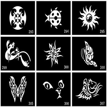 100buc Sclipici Tatuaj Stencil de Desen Pentru Pictura, Aerograf Tatuaj Sabloane Pentru Tatuaje Temporare cu Henna Template-uri Autocolante