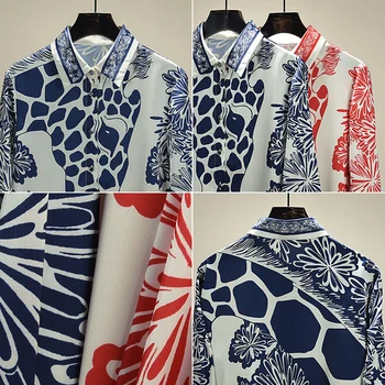 Tricou Femei de Primăvară 2021 New sosire Moda de Imprimare Șifon Bluza cu maneca Lunga Elegante, Topuri