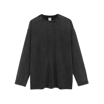 Îmbrăcăminte de înaltă Calitate-spălare Supradimensionat Gradient T-shirt Grele de Bumbac cu Maneci Lungi Raglan Tee Kanye Streetwear