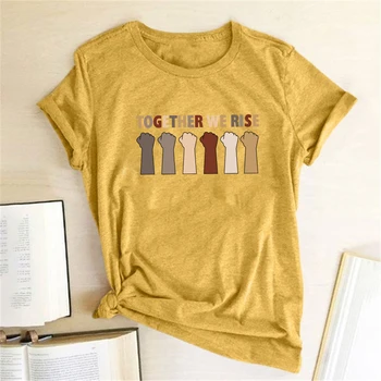 Împreună Ne vom Ridica Gest Imprimate T-shirt Femei Haine de Vară Grafic Teuri Femei, Moda Femei Tricouri din Bumbac O de Gât Ropa Mujer