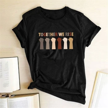 Împreună Ne vom Ridica Gest Imprimate T-shirt Femei Haine de Vară Grafic Teuri Femei, Moda Femei Tricouri din Bumbac O de Gât Ropa Mujer