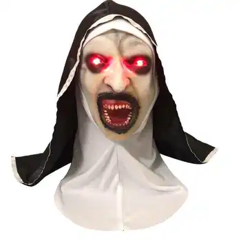 LED-uri de Groază Călugăriță Masca Infricosator Fantomă Femeie Măști de Latex cu Văl Petrecere de Halloween elemente de Recuzită
