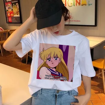 Sailor Moon kawaii Tricou grunge estetice de Distracție de Moda T-Shirt, Tricouri Harajuku Drăguț Pisică de sex Feminin, Femeile de Desene animate Tricou Ulzzang Sus