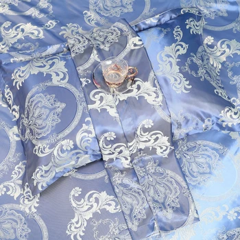 Nunta de Lux Seturi de lenjerie de Pat Jacquard Queen/King Size Carpetă Acopere Stabilit nunta Lenjerie de pat Lenjerie de pat de Albastru