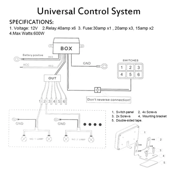 6 Gasca Panou Comutator Electronic Sistem de Releu Circuit de Comandă Cutie rezistent la apa Siguranțe Cutie Releu Cablaj Ansambluri DC12V Pentru Ca