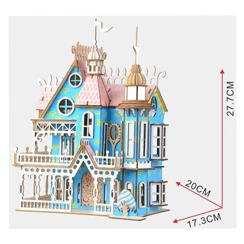 Miniatura Casă de Păpuși din Lemn, Mobilier casă de Păpuși de Jucărie Asamblare DIY Model de Clădire Fantasy Villa Cadouri pentru Copii, Puzzle-uri 3D Handmade