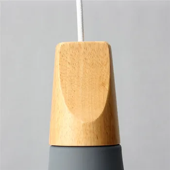 Lumini pandantiv din lemn, metal Colorat E27 led lampă de pandantiv 4colors design nordic agățat lumini sufragerie decor funie de lumină led-uri