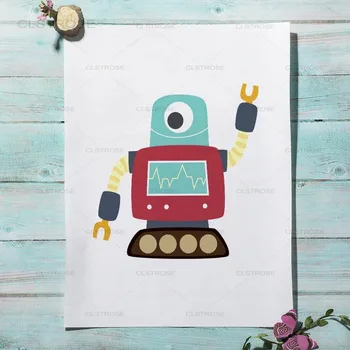 Robot desene animate Pepinieră Printuri de Arta de Perete de Arta Panza Pictura Nordică Postere si Printuri Poze de Perete Copii Cadou Cameră Decor Acasă