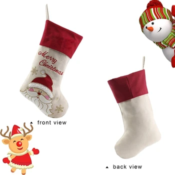 Frumoase Ciorapi de Crăciun Set de 3 Moș crăciun, om de Zăpadă, Reni, Xmas Caracter 3D Lenjerie de pat de Pluș Agățat Tag Tricot de Frontieră