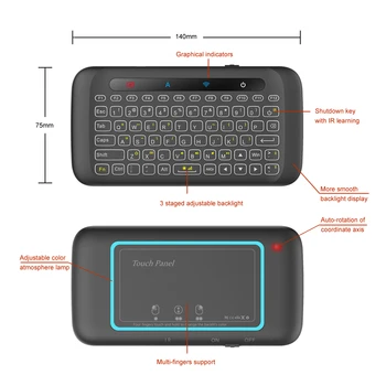 Wechip backlit H20 Mini Tastatura Wireless 2.4 ghz engleză Air Mouse IR de Învățare cu Touchpad Remote Control Android TV Box PK I8