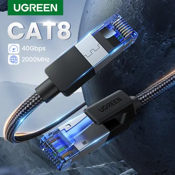 UGREEN Cablu Ethernet CAT8 40Gbps 2000MHz PISICA 8 Rețele de Nailon Împletite Internet Lan Cablu pentru Laptop-uri de PS 4 Router Cablu RJ45