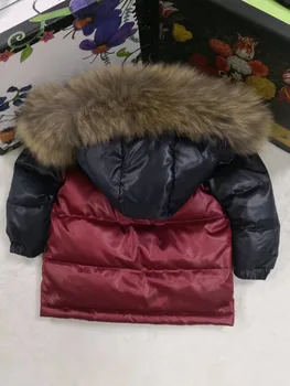 80cm -140cm 2019 Jacheta de Iarna pentru Copii jachete & PANT rață jos de Blană cu glugă fata snowsuit băiat Costume set de îmbrăcăminte costum de schi