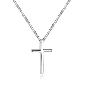 925 Sterling Silver Cross Charm Pandantiv Cravată Colier Pentru Fete Femei Bijuterii Statement dz866