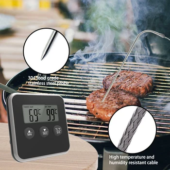Digital GRĂTAR de Gătit Cuptor Termometru de Carne de Bucătărie Alimentare Temperatură Contor pentru Grill Timer Funcția cu Oțel Inoxidabil Sonda