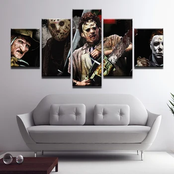 Tablouri Canvas Wall Art HD Printuri Cadru 5 Piese de Groază Ferăstraie Imagini de Personaje de Film Poster Modular Living Decor Acasă