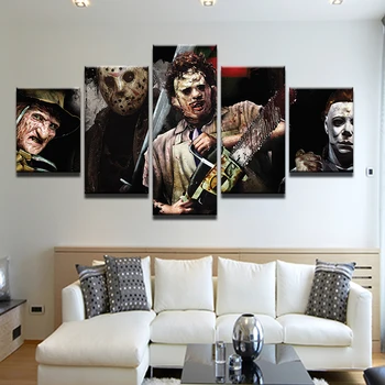 Tablouri Canvas Wall Art HD Printuri Cadru 5 Piese de Groază Ferăstraie Imagini de Personaje de Film Poster Modular Living Decor Acasă