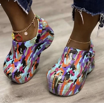 INS Fierbinte Populare Serpentine Mică Gaură Femei Sandale Drăguț Papuci de casă Platforma Fund Gros Spate Curea de Vară Doamnelor Pantofi Casual