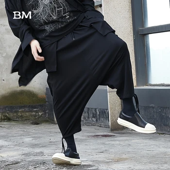 Oamenii Japonia Kimono Harem TrousersMale Punk Gotice Hip Hop Buzunar Moda Streetwear Supradimensionat Liber Casual Cruce Neagră, Pantaloni