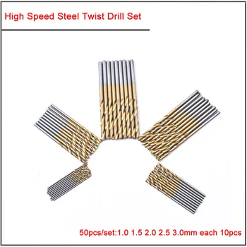 50pcs/set 1.0-3.0 mm 99Pcs/set 1.5-10mm de Mare viteză din oțel titan placat cu burghiu set,HSS Direct shank twist drill