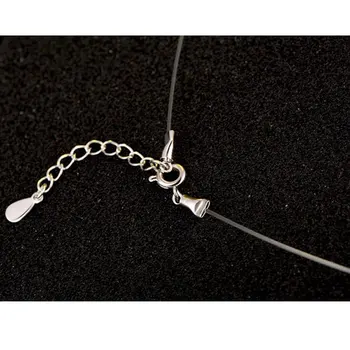ANENJERY 925 de Bijuterii de Argint Invizibil, Transparent Pește Linie 6MM-8MM CZ Zirconia Colier collares bijoux femme S-N52