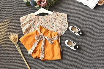 Vara Fetelor Seturi de Îmbrăcăminte de Moda coreeană Sifon cu mâneci Scurte+ 2 buc Pantaloni pentru Copii Haine pentru Copii Imbracaminte