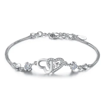 Argint 925 romantic dragoste inima strălucitoare de cristal doamnelor farmecul bratari bijuterii femei cadou de Ziua Îndrăgostiților ieftine