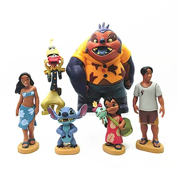 Disney cifre Lilo & Stitch 6pcs/set Lilo Stitch Nani Dr. Jumba Jookiba 5-11CM PVC figurina papusa de colectie cadouri pentru copii