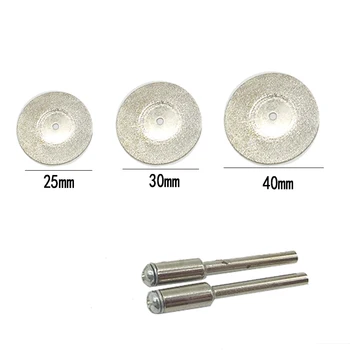 YEODA 10pc/Set 25 30 40 mm Mini Diamant Văzut Lama de Argint Discuri de Tăiere Cu 2X Conectarea Coadă Pentru Dremel se Potrivesc Instrument Rotativ