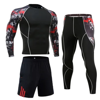 Lup 3D de sex Masculin lenjerie de corp Termice rashgard kit MMA Compresie sport Îmbrăcăminte izmene lungi de Iarnă lenjerie de corp termice costum de jogging