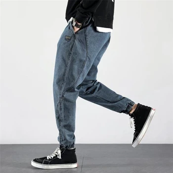 Trendy Pantaloni pentru Bărbați 2020 Denim Liber Spălat Jeans Street Style Masculin Talie Elastic Casual în aer liber Pantaloni Harem Pantalons Pour Homme