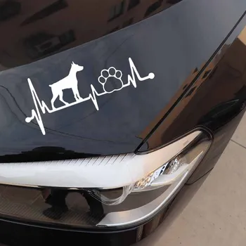 Volkrays Personalitate Autocolant Auto Doberman Inimii Colac de salvare Labă de Câine Accesorii Vinil rezistent la apa Decal Negru/Argintiu,6cm*16cm