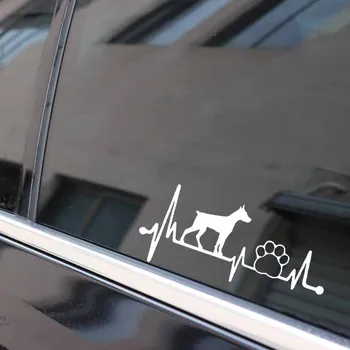Volkrays Personalitate Autocolant Auto Doberman Inimii Colac de salvare Labă de Câine Accesorii Vinil rezistent la apa Decal Negru/Argintiu,6cm*16cm