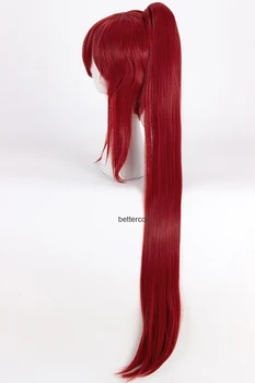 Fairy Tail Erza Scarlet Cosplay Peruci 100cm lungime de Vin Roșu Par Sintetic Rezistent la Căldură Peruca + Capac de Peruca