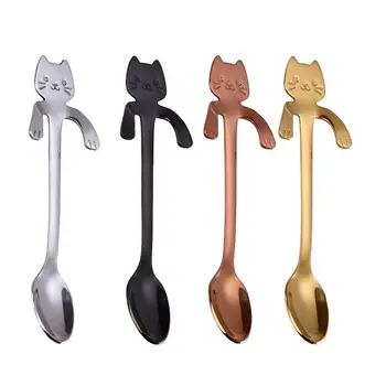 6 BUC /set Mini 304 din Oțel Inoxidabil de Desene animate Pisica Lingura Mâner Lung Tacâmuri consumul de Cafea Instrumente de Bucătărie Gadget