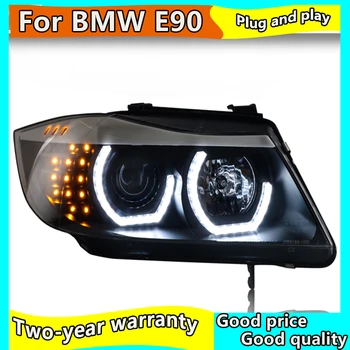 Auto Styling-pentru Faruri BMW E90 2005-2012 318i 320i 323i 325i Faruri DRL-a Ascuns Capul Lampa Angel Eye Bi Xenon Fascicul Accesorii
