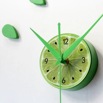 Lamaie Verde Design Autocolant EVA 60CM Ceas de Perete de Culoare Mari Decorative 3D Diy Ceas de Perete pentru Bucatarie Camera de Copii-Galben