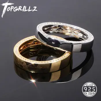 TOPGRILLZ Hip Hop Argint 925 Inele de Logodna Iced Out Inel Zirconiu Cubi 7-11 Inch Om Bijuterii Femei Pentru Cadouri Petrecere