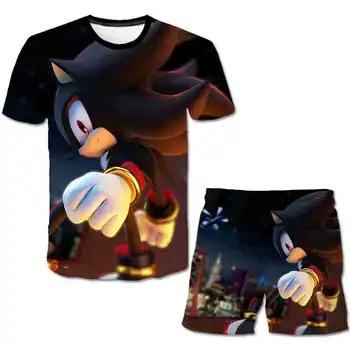 Summer Sonic Ariciul Tricou 3D baietel de Îmbrăcăminte Set de Desene animate Drăguț pentru Copii Baieti Haine topuri, pantaloni Scurți pentru Copii Tinuta