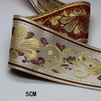 High-end retro 5CM lățime Jacquard Panglică dantelă accesorii DIY accesorii de îmbrăcăminte etnice vânt dantela